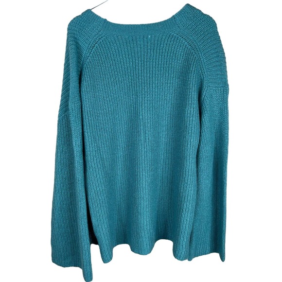 Rebecca Minkoff‎ Women's V-Neck Pullover Sweater Long Sleeve Blue Small Chunky - Picture 2 of 11